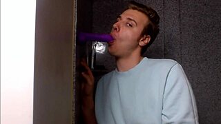 Model twink skillfully deepthroats cock with intense gagging action