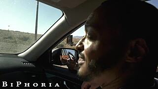 Hey, Wanna See Hitchhiking Hunk Fucked by Bi Couple?