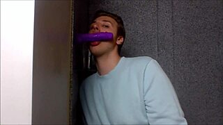 Model twink skillfully deepthroats cock with intense gagging action