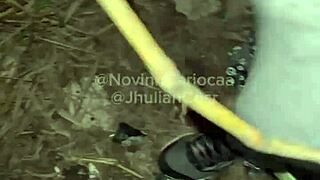 Teen orgy unfolds in the bush with four well-endowed young men at engenheiro goulart