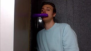 Model twink skillfully deepthroats cock with intense gagging action