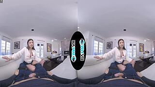 Oh wow, my step sister caught me in VR porn! She’s bent over taking advantage now.