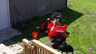 Hey, watch me, Cleo, masturbate for my neighbor