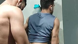 Caught him staring at the gym, so I took him to the bathroom for a quick suck