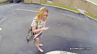Perky Blonde Amateur Paid for Public Blowjob in Outdoor Scene. Homemade Action Unfolds