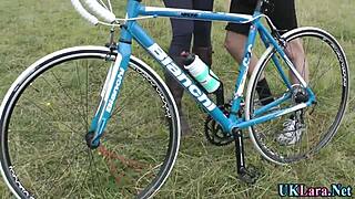 brit gets her stockings spunked outdoors