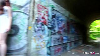 German BBW Tourist Fucked By Two Guys In Berlin Park