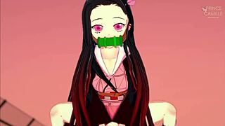 innocent nezuko chan struggles to control urges with you in demon slayer