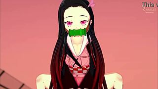 innocent nezuko chan struggles to control urges with you in demon slayer