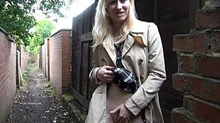 blonde babe flashing and masturbating in public park daringly