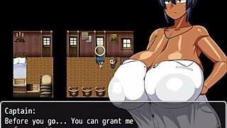 Tanned Girl Natsuki in Hentai Game Ep 1 Flashes Huge Tits to Help Captain Jerk Off