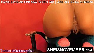 Msnovember Black Vagina And Bootyhole Close Up Wiggling Her Curvy Hips Half Naked On Sheisnovember
