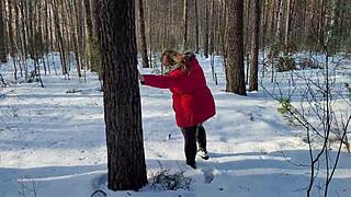 Chubby Hottie Sucks Cock In Woods Then Bends Over For Hard Fuck In Snow