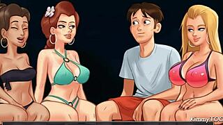 Summertime Saga: Blond Cheerleader Nailed by Big Dick Player on Beach