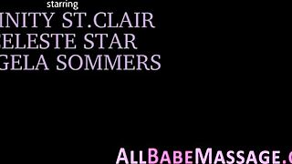 Sweet Masseuse Eats Pussy in Hot Lesbian Threesome Massage