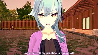 eula lounges by the pool in genshin impact, part 1, looking so seductive, she whispers