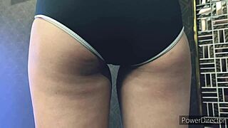 Young Wife Cosplays in School Swimsuit for Lover?