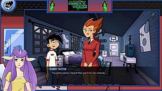 Curious Redhead Student Chats with Spectra in Danny Phantom Amity Park Redux.