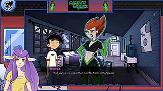 Curious Redhead Student Chats with Spectra in Danny Phantom Amity Park Redux.