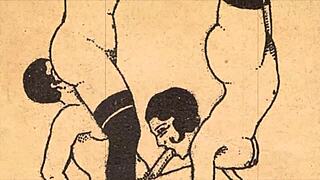 These vintage erotic drawings showcase the sensual alphabet in classic retro style for art lovers.