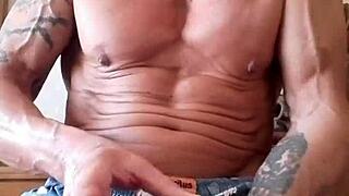 A nudist enjoys jerking off and has a great climax
