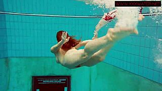 Hairy ginger POLISH TEEN 18+ underwater in bikini