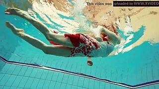 Hairy ginger POLISH TEEN 18+ underwater in bikini