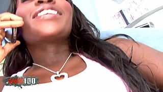 Ebony goddess takes big black cock creampie