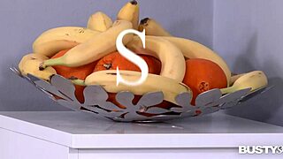 busty victoria summers seduces with banana in her shaved wet pussy for glamour