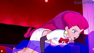 Lillie and Jessie Musashi intense sex in Pokemon hentai with creampie.