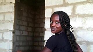 Crazy bitch stripteases, trousers down, showing gstring