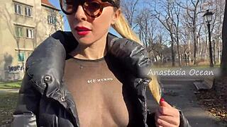 Look at these big boobs flashing in the public park!