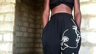 Crazy bitch stripteases, trousers down, showing gstring