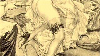 Vintage Erotic Illustration with Retro Cartoon Style and Antique Anime Vibes