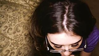 Stepbro catches Amina Allure with porn history, then bangs her hard