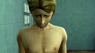 Stepbrother and stepsister bang hard in steamy shower cartoon scene.