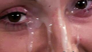 i feel kinky stunner gets cum shot on her face gulping all the spunk