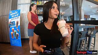 uh, young thai cutie with big butt, givin' blowjob n' gettin' fucked