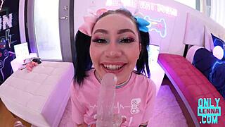 Lenna Lux in cosplay costume visits Big Gulp Girls for a fun event.