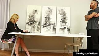 Office COUGAR SARA JAY MILKS her HARD COCK co-worker