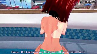 Anzu Mazaki fucking hard on the pool for Yu-Gi-Oh ahegao step bikini Tea Gardner full Fantasyking3.