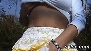 Come join us, two milfs banging a boy in vineyard!