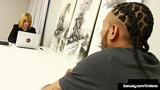 Office COUGAR SARA JAY MILKS her HARD COCK co-worker