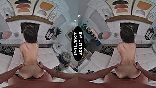 Scarlett Alexis loves Kyle Mason grabbing her tits in VR before riding his thick cock hard.