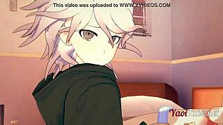 Dangan Ronpa 2 Ouma x Nagito Bareback Blowjob and Doggy Creampie.