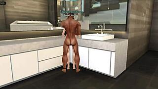 anime hentai sex posing in game with alexander light at his house