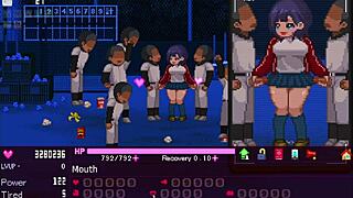 in this hentai game, the manager casually serves all the girls in an orgy with big tits and assfucking