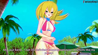 Dark magician girl in bikini in a free POV scene from Yu-Gi-Oh fantasy