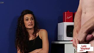 Cute Babe Spreads Legs to Guide a Jerking Guy in Classy Style