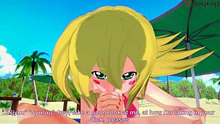 Dark magician girl in bikini in a free POV scene from Yu-Gi-Oh fantasy